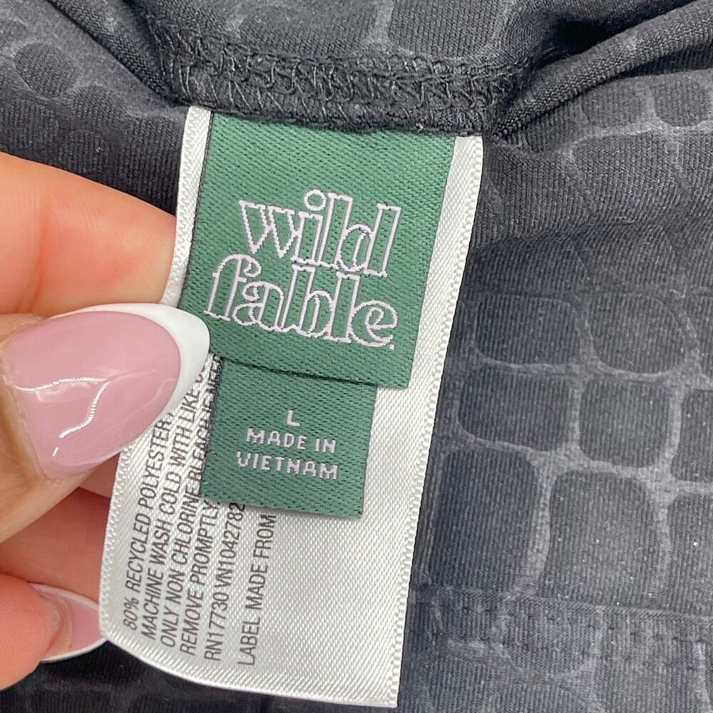 Wild Fable Black Croc Print High Rise Leggings Faux Leather Look Large - Picture 11 of 13